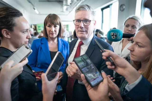 Sir Keir Starmer and shadow chancellor Rachel Reeves answer questions from journalists