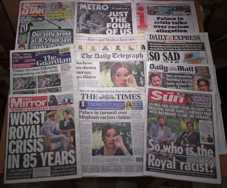 The front pages of UK national newspapers after the interview with Oprah Winfrey