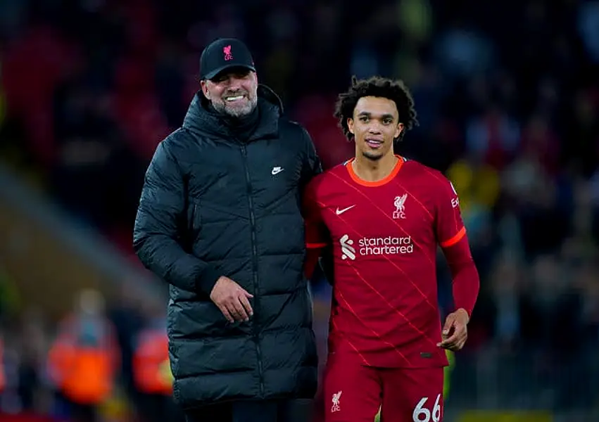 Liverpool manager Jurgen Klopp and Trent Alexander-Arnold