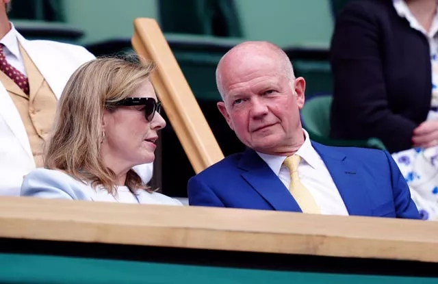 William Hague and Ffion Hague in the crowd at Wimbledon