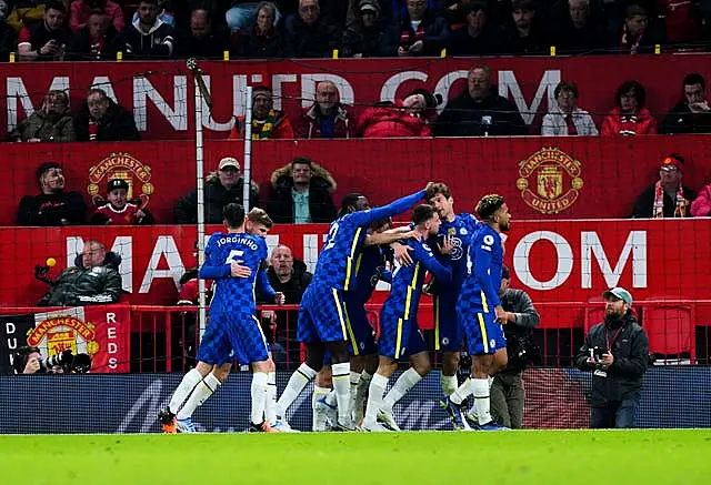 Marcos Alonso celebrates with his team-mates