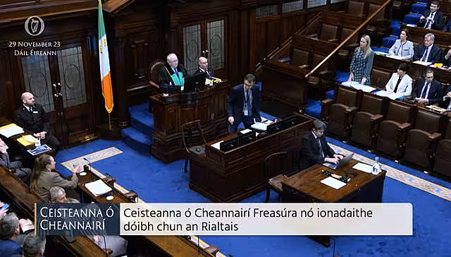 Irish justice minister Helen McEntee during Leaders’ Questions