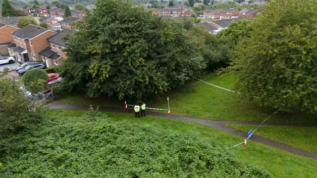 Police officers at the scene in Franklin Park, Leicester