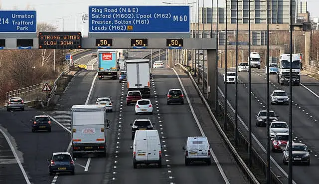 Trucks and cars on the M60 motorway