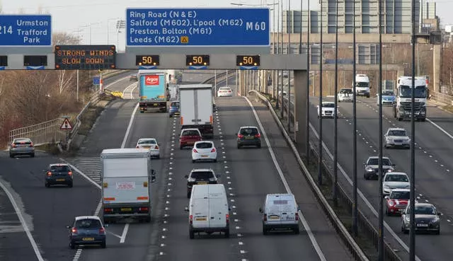 A general view of a section of the M60 ring-road motorway around Manchester (Dave Thompson/PA)