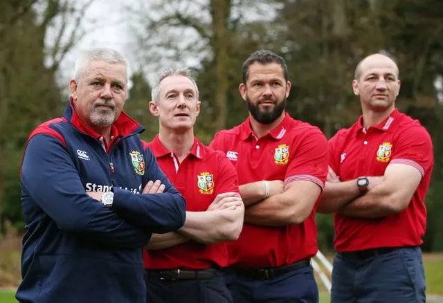 Andy Farrell, second right, worked with Warren Gatland, left, on two previous Lions tours
