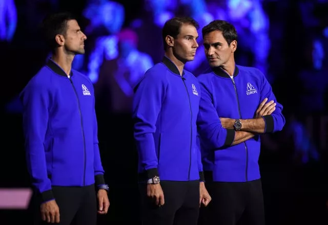 Novak Djokovic, Rafael Nadal and Roger Federer at the Laver Cup