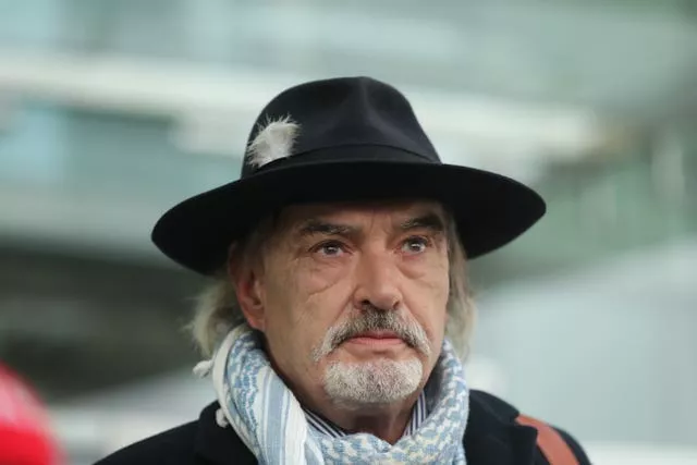 Ian Bailey, wearing a hat, outside the High Court, Dublin