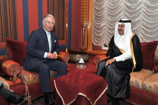 The Prince of Wales with the Qatari Prime Minister Sheikh Hamad Bin Jassim al Thani in Doha in 2013