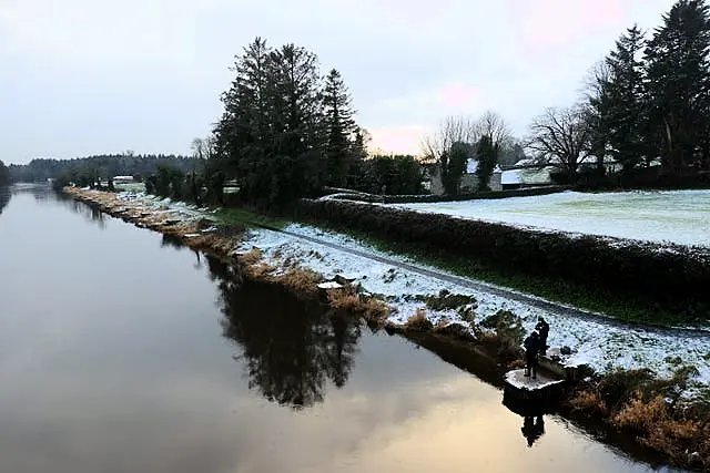 Snow on the banks of the River Bann near Portglenone Marina, Northern Ireland