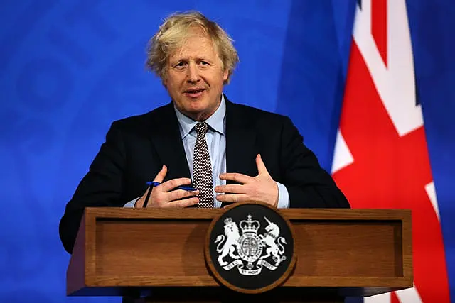 Boris Johnson during a media briefing in Downing Street on coronavirus