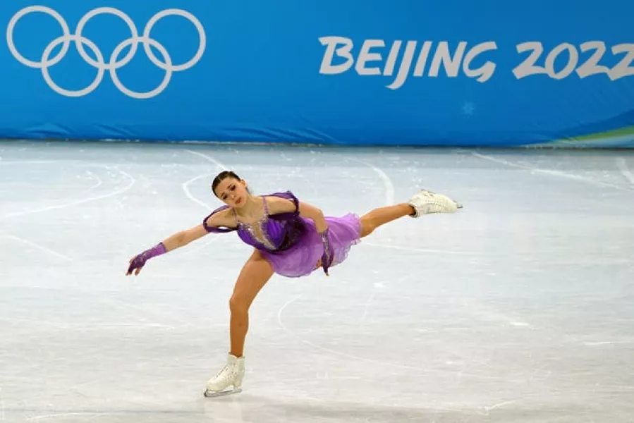 Kamila Valieva in action at the Beijing 2022 Winter Olympics