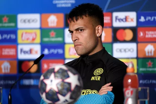 Lautaro Martinez speaks at a press conference in Istanbul ahead of Saturday's Champions League final