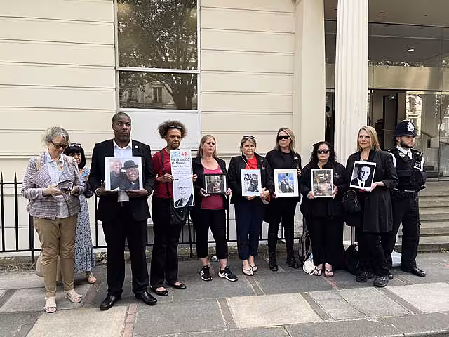 Members of bereaved families outside the Covid-19 inquiry