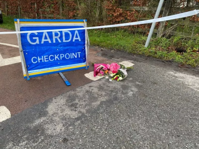 Flowers at a Garda checkpoint in Tullamore