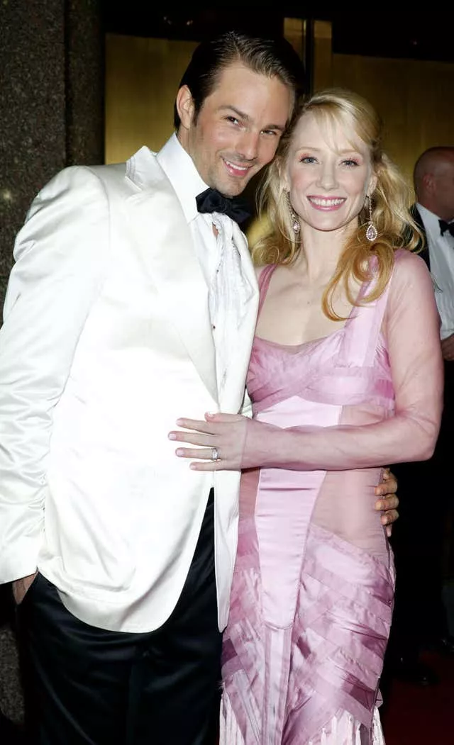 Actress Anne Heche and her husband Coleman Laffoon arrive for the 2004 Tony Awards