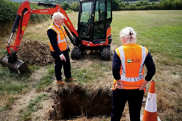 Boris Johnson during a visit with Nadine Dorries to a farm in August