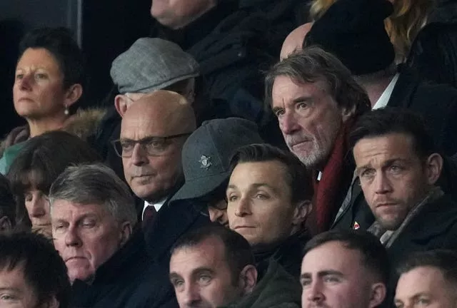 Sir David Brailsford (left) and Sir Jim Ratcliffe were at Old Trafford for the match against Tottenham 