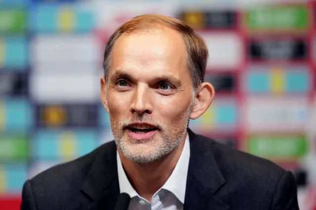 Thomas Tuchel answers questions during his unveiling as England manager