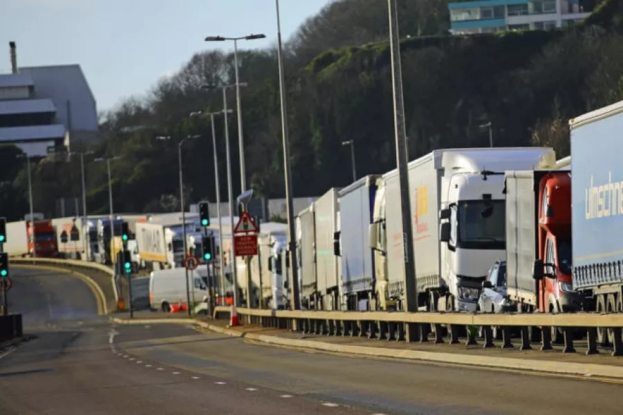 Freight lorries queue to enter the Port of Dover 