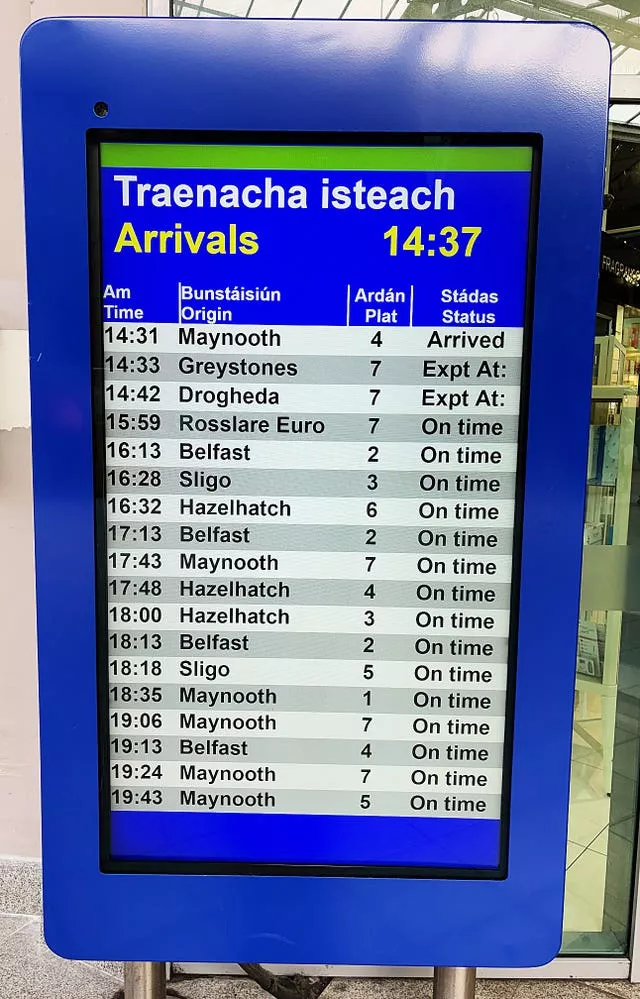 Iarnrod Eireann timetables