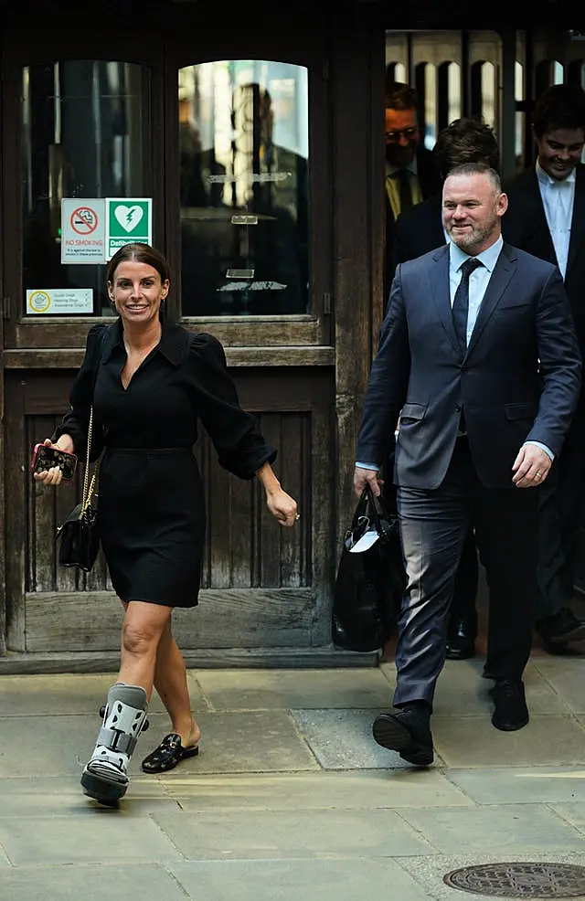 Coleen and Wayne Rooney leave the Royal Courts of Justice, London, as the high-profile libel battle between Rebekah Vardy and Coleen Rooney continues 