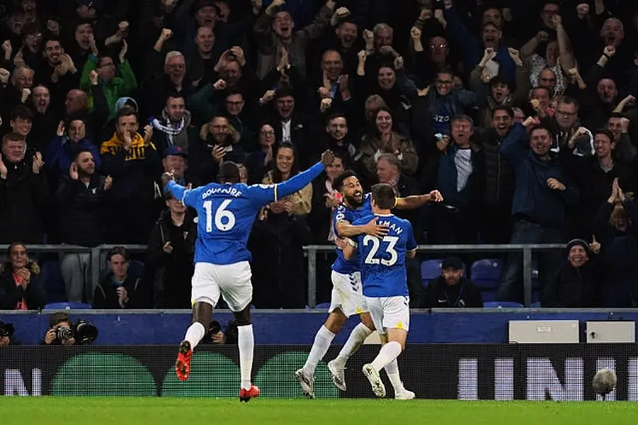 Andros Townsend celebrates scoring Everton's second goal