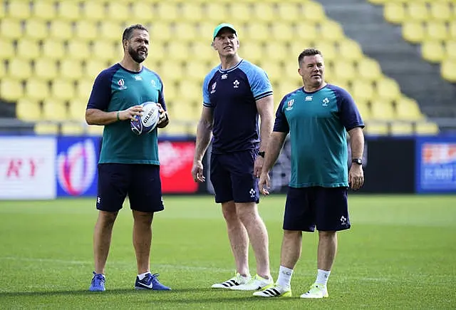 Scrum coach John Fogarty, right, offered a positive update on the injury issues in Ireland's squad