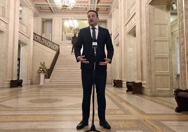 Taoiseach Leo Varadkar speaks during a press conference at Parliament Buildings, Stormont
