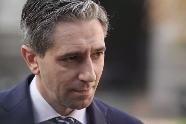 Taoiseach Simon Harris speaking to the media in the courtyard of Government Buildings, Dublin 