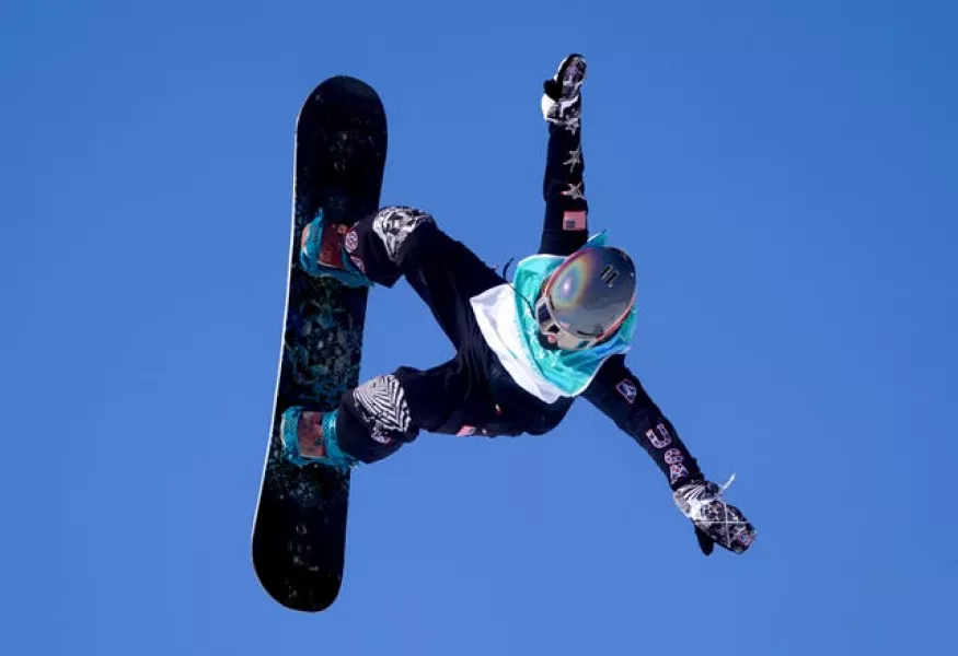 USA’s Jamie Anderson in action in the Women’s Snowboard Big Air qualification