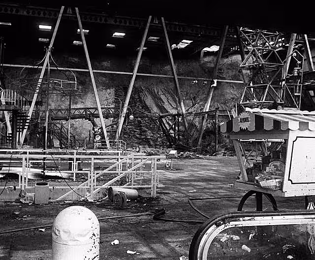 The wreckage inside the Summerland holiday complex which caught fire and rapidly turned the building into an inferno in 1973