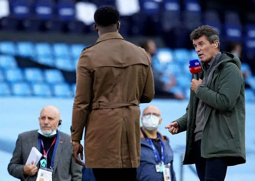 Roy Keane, right, working for Sky Sports