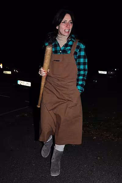 Davina McCall arrives at a Halloween party hosted by Jonathan Ross at his house in north London.