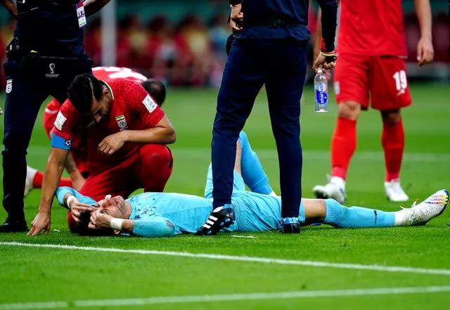 Iran's goalkeeper Alireza Beiranvand was controversially allowed to continue following a head injury, before quickly being forced off in his side's World Cup match against England last November