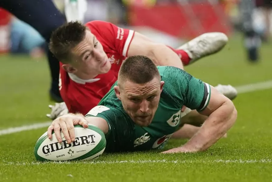 Andrew Conway scored two of Ireland's four tries against Wales