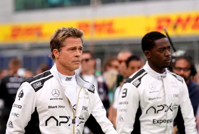 Brad Pitt and Damson Idris filming at Silverstone