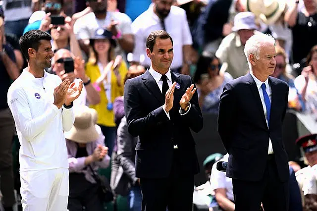 Just the 17 men's singles titles between the trio of Novak Djokovic (left), Roger Federer and John McEnroe