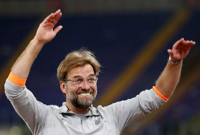 Liverpool manager Jurgen Klopp walks out to thank the Liverpool fans after reaching the Champions League final