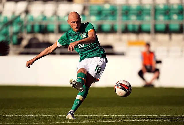 Will Smallbone taking a free-kick for Republic of Ireland Under-21s last year