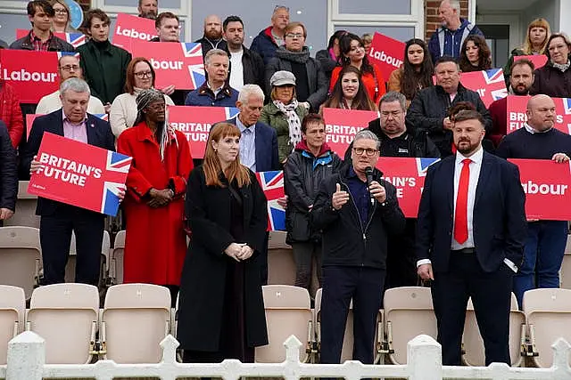 Newly elected Labour MP Chris Webb with Labour leader Sir Keir Starmer and deputy leader Angela Rayner at Blackpool Cricket Club