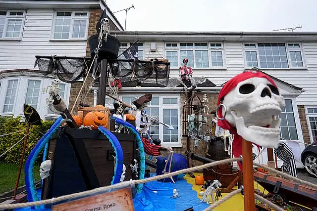 A mock-up Halloween-themed shop in the garden of a house in Kent