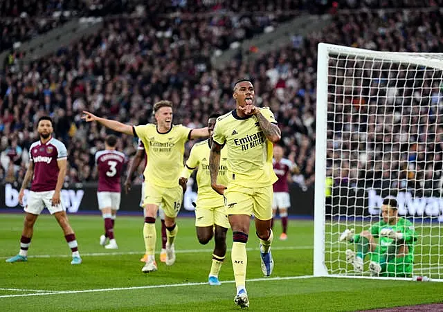 Arsenal’s Gabriel Magalhaes celebrates