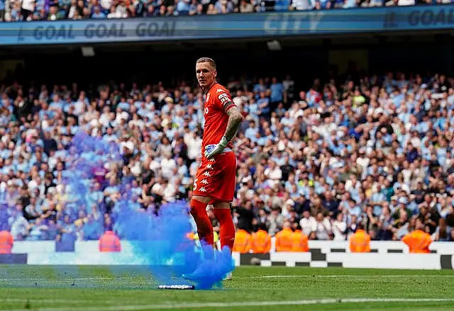 City apologised to Robin Olsen, who was attacked after fans ran on to the pitch at full-time (Martin Rickett/PA)