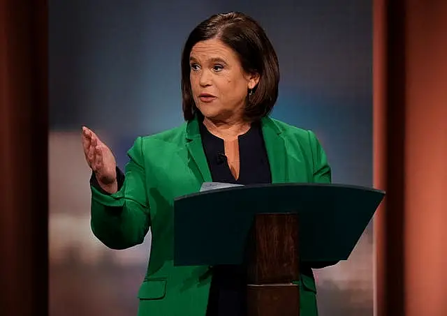 Mary Lou McDonald gestures during the debate