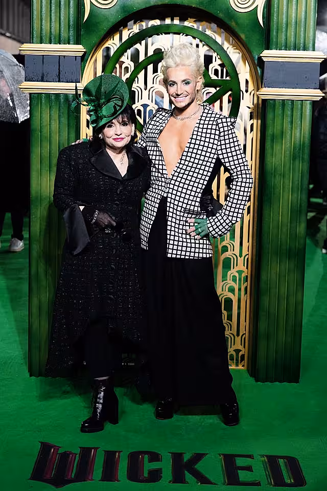Joan Grande and Frankie Grande arriving for the UK premiere of Wicked at the Royal Festival Hall, Southbank Centre in London