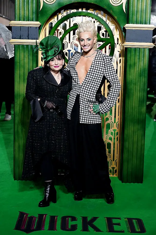 Joan Grande and Frankie Grande arriving for the UK premiere of Wicked at the Royal Festival Hall, Southbank Centre in London