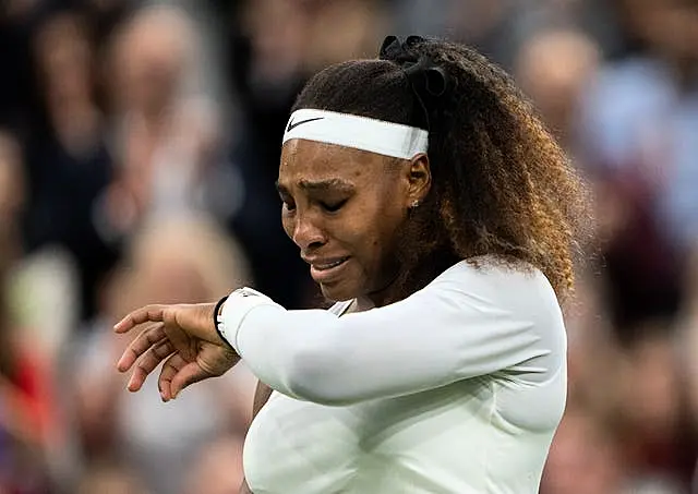 Serena Williams was in tears after suffering an injury at Wimbledon last summer