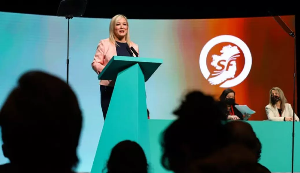 Sinn Fein vice president Michelle O’Neill speaking during the Sinn Fein Ard Fheis at the Helix in Dublin