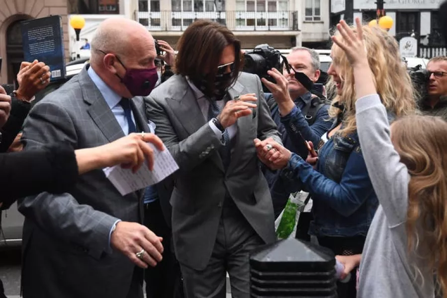 Johnny Depp arriving at the High Court during the case 